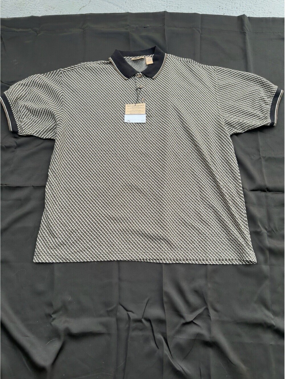 NWT Northwest Territory Naturals Men’s XL Polo Shirt Black White Geometric Patrn